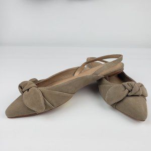 J. Jill Camille Slingback Taupe  Suede Bow Flats 9